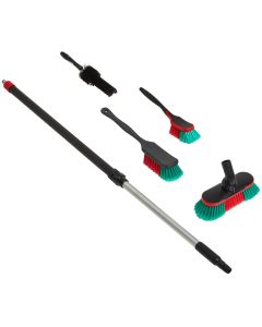 Vikan wasborstelset | zachte borstels | telescoopsteel | waterdoorvoer