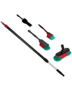 Vikan wasborstelset | zachte borstels | telescoopsteel | regelbare waterdoorvoer